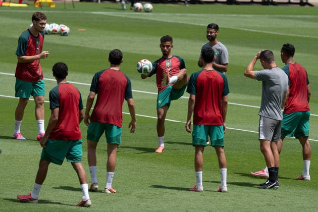 (260704) -- HOUSTON, July 4, 2026 -- Players of Morocco attend a training session ahead of the round of 16 match between Canada and Morocco at the 2026 FIFA World Cup, WM, Weltmeisterschaft, Fussball in Houston, the United States, July 3, 2026. ) (SP)U.S.-HOUSTON-FOOTBALL-FIFA WORLD CUP-TRAINING-MOROCCO XiaoxYijiu 