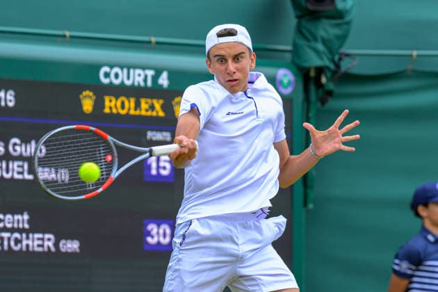 Day Six: The Championships - Wimbledon 2026 LONDON, ENGLAND JULY 04 - Vincent Fletcher of Great Britain reacts during Boy’s Single First Round against Luis Guto Miguel of Brazil at The Wimbledon Lawn Tennis Championship at Wimbledon on July 04, 2026 in London, England. (Photo by Keeran Marquis)  Copyright: xKeeranxMarquis Fotoarena SPPx Sportspressphoto_SPR184604