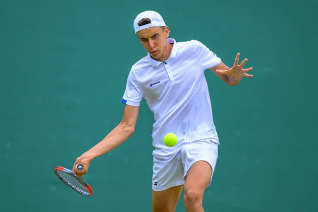 Day Six: The Championships - Wimbledon 2026 LONDON, ENGLAND JULY 04 - Vincent Fletcher of Great Britain reacts during Boy’s Single First Round against Luis Guto Miguel of Brazil at The Wimbledon Lawn Tennis Championship at Wimbledon on July 04, 2026 in London, England. (Photo by Keeran Marquis)  Copyright: xKeeranxMarquis Fotoarena SPPx Sportspressphoto_SPR184605