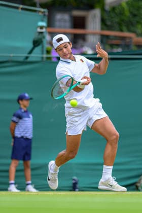Day Six: The Championships - Wimbledon 2026 LONDON, ENGLAND JULY 04 - Luis Guto Miguel of Brazil during Boy’s Single First Round against Vincent Fletcher of Great Britain at The Wimbledon Lawn Tennis Championship at Wimbledon on July 04, 2026 in London, England. (Photo by Keeran Marquis)  Copyright: xKeeranxMarquis Fotoarena SPPx Sportspressphoto_SPR184613