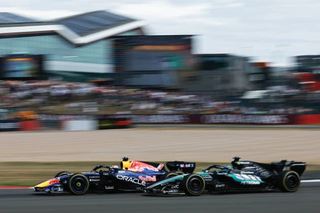F1 - BRITISH GRAND PRIX 2026 03 VERSTAPPEN Max (nld), Red Bull Racing Ford RB22, action and 63 RUSSELL George (gbr), Mercedes AMG F1 Team W17, action during the Formula 1 British Grand Prix 2026, 9th round of the 2026 Formula One World Championship, WM, Weltmeisterschaft from July 3 to 5, 2026 on the Silverstone Circuit, in Silverstone, United Kingdom - SilverstoneUnited Kingdom  Copyright: xDPPIx