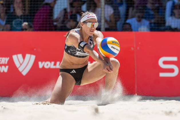 GSTAAD, SWITZERLAND - JULY 4: Cinja Tillmann (Player No. 2, GER) during the Beach Pro Tour - Elite 16 at Gstaad on July 4, 2026 in Gstaad, Switzerland. Switzerland Copyright: xPeterxWeberx