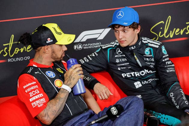 F1 - BRITISH GRAND PRIX 2026 HAMILTON Lewis (gbr), Scuderia Ferrari SF-26, portrait, KIMI ANTONELLI Andrea (ita), Mercedes AMG F1 Team W16, portrait press conference, PK, Pressekonferenz during the Formula 1 British Grand Prix 2026, 9th round of the 2026 Formula One World Championship, WM, Weltmeisterschaft from July 3 to 5, 2026 on the Silverstone Circuit, in Silverstone, United Kingdom - SilverstoneUnited Kingdom  Copyright: xPauloxMariax