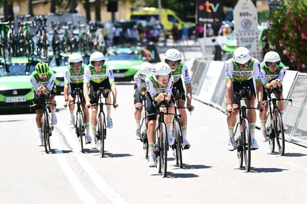 Tour de France 2026 Stage 1 BARCELONA, SPAIN - JULY 04 : Team Caja Rural - Seguros RGA before the start of the race during stage 1 of the 113rd edition of Tour de France an UCI World Tour 2.UWT Team Time Trial stage for Men Elite of 19 km with start in Barcelona and finish in Barcelona on July 4, 2026 in Barcelona, Spain, 04 07 2026 Barcelona Spain  Copyright: xPeterxDexVoechtx