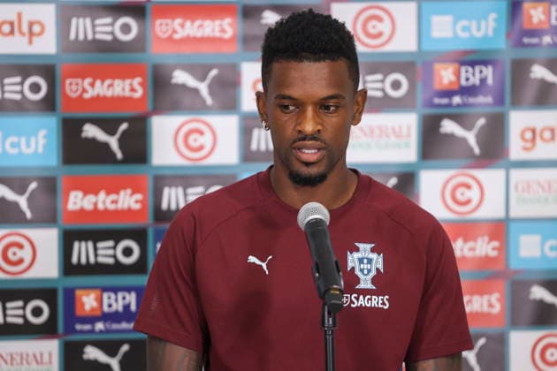 FIFA World Cup, WM, Weltmeisterschaft, Fussball 2026 - Portugal press conference, PK, Pressekonferenz Portugal soccer team player Nelson Semedo during a press conference at Centennial Park in Toronto for the FIFA World Cup 2026, Toronto, Canada, 4 July 2026. Toronto Toronto Canada  Copyright: xMIGUELxA.xLOPESx