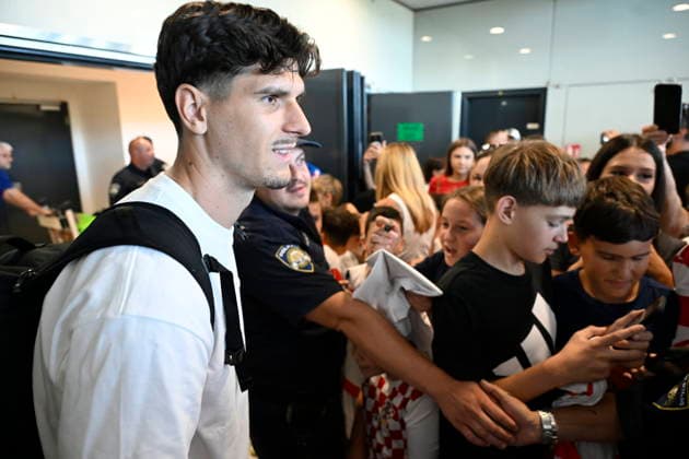 Velika Gorica, 040726. Franjo Tudman Airport. Return of the Croatian national football team from the World Cup. On the photo: Igor Matanovic. Photo: Goran Mehkek CROPIX Zagreb Croatia Copyright: xxGoranxMehkekx povratak_reprezentacija28-040726
