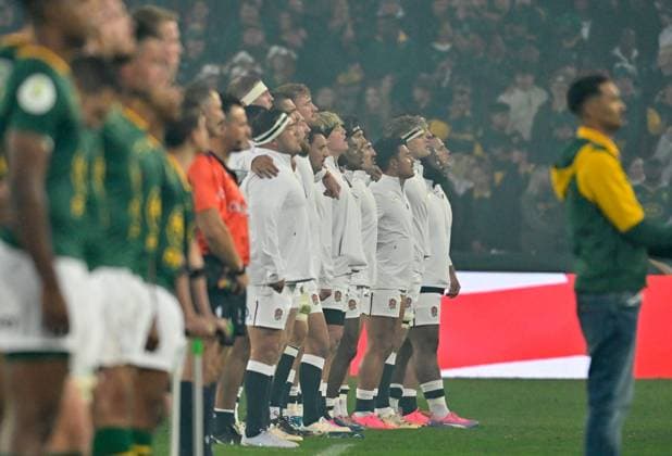 England during their side s national anthem prior to kick off South Africa v England, Nations Championship 2026, Rugby Union International, Emirates Airline Park, Johannesburg, South Africa - 04 Jul 2026Johannesburg Emirates Airline Park South Africa  Copyright: xWaldoxSwiegers Shutterstockx 16975560l