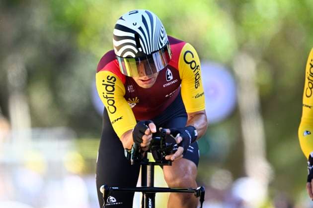 Tour de France 2026 Stage 1 BARCELONA, SPAIN - JULY 04 : Biermans Jenthe (BEL) of Cofidis at the finish line during stage 1 of the 113rd edition of Tour de France an UCI World Tour 2.UWT Team Time Trial stage for Men Elite of 19 km with start in Barcelona and finish in Barcelona on July 4, 2026 in Barcelona, Spain, 04 07 2026 Barcelona Spain  Copyright: xTomasxSiskx