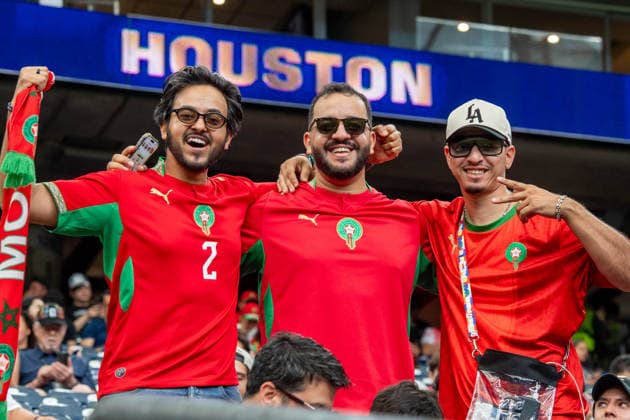 July 4, 2026: Morocco fans prior to a FIFA World Cup, WM, Weltmeisterschaft, Fussball Round of 16 match between Canada and Morocco in Houston, TX. .. CSM USA - ZUMAc04_ 20260704_faf_c04_009 Copyright: xTraskxSmithx