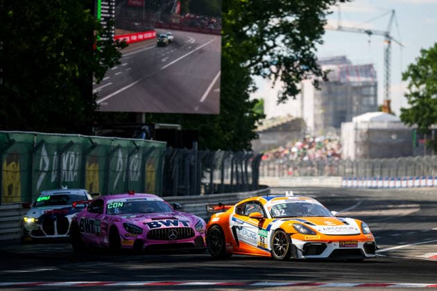 ADAC GT4 Germany, 3. + 4. Rennen Norisring 2026 92 Porsche 718 Cayman GT4 Clubsport, Team Wimmer Werk Motorsport: Egor Litvinenko, Oskar Dix, 08 Mercedes-AMG GT4, Mücke Motorsport: Alex Connor, Marius Schmid - picture by Gruppe C Photography Nürnberg Norisring Bayern Germany Copyright: xGruppexCxPhotographyx