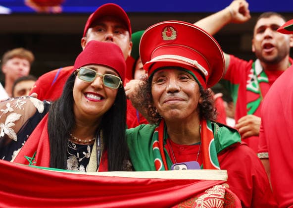 Fans of Morocco show their support before a Round of 16 FIFA World Cup, WM, Weltmeisterschaft, Fussball match against Canada at Houston Stadium in Houston, Texas, on Saturday, July 4, 2026.  HOU20260704902 CHRISTIANxBRUNSKILL