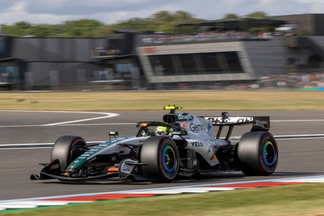 RECORD DATE NOT STATED 4th July 2026; Silverstone Circuit, Northamptonshire, England; FIA Formula 1 2026 British F1 Grand Prix; Sprint and Qualifying Day; Lando Norris in his McLaren Mastercard F1 Team McLaren-Mercedes MCL40 Mercedes-AMG F1 M17 during qualifying TimxWilliams