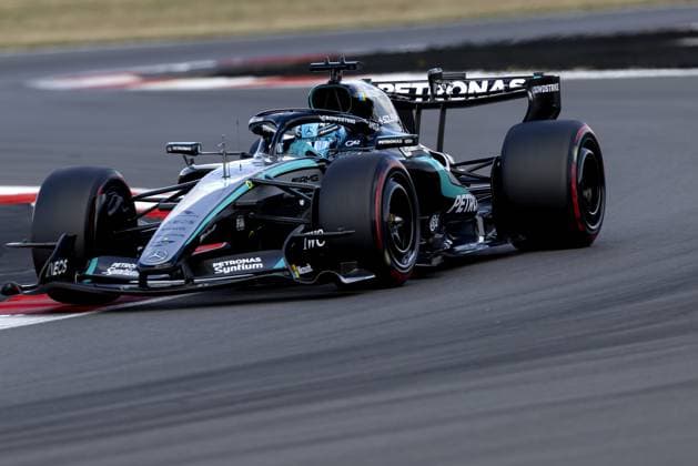 SILVERSTONE - George Russell (Mercedes) in action during the qualifying session at the Silverstone race circuit, ahead of the British Formula 1 Grand Prix. SANDER KONING ANP xVIxANPxSportx xxANPxIVx 562790789 originalFilename: 562790789.jpg
