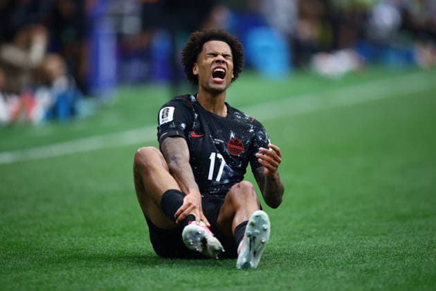 Canada Tajon Buchanan reacts during the FIFA World Cup, WM, Weltmeisterschaft, Fussball 2026 Round of 16 soccer match between Morocco and Canada at Houston Stadium, in United States, 4 July 2026. Canada - Morocco !ACHTUNG: NUR REDAKTIONELLE NUTZUNG!  Copyright: xCarlosxRamírezx GRAF1181 20260704-55020801118_1