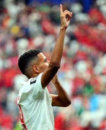 FIFA World Cup, WM, Weltmeisterschaft, Fussball 2026 - Round of 16 - Canada vs Morocco Azzedine Ounahi of Morocco celebrates scoring the 1-0 during the FIFA World Cup 2026 Round of 16 match Canada against Morocco, in Houston, USA, 04 July 2026. HOUSTON United States  Copyright: xSAMxWASSONx