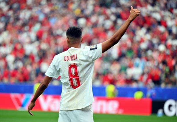 FIFA World Cup, WM, Weltmeisterschaft, Fussball 2026 - Round of 16 - Canada vs Morocco Azzedine Ounahi of Morocco celebrates scoring the 1-0 during the FIFA World Cup 2026 Round of 16 match Canada against Morocco, in Houston, USA, 04 July 2026. HOUSTON United States  Copyright: xSAMxWASSONx