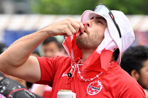 July 4, 2026, Toronto, On, Canada: Fans watch the action during the first half of Canada s World Cup soccer match against Morocco at FIFA Fan Fest in Toronto on Saturday, July 4, 2026. Canada V. Morocco R16  - ZUMAc35_ 20260704_zaf_c35_022 Copyright: xJonxBlackerx