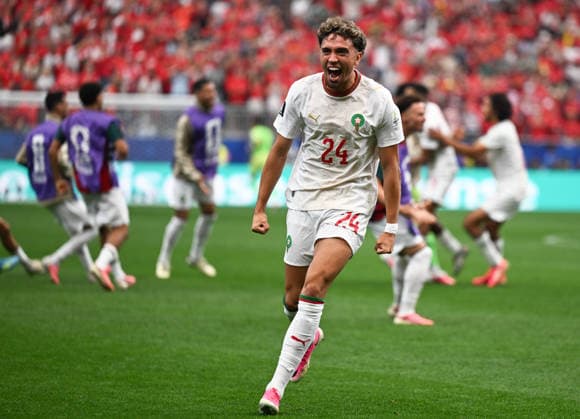 (260705) -- HOUSTON, July 5, 2026 -- Neil El Aynaoui of Morocco celebrates during the round of 16 match between Canada and Morocco at the 2026 FIFA World Cup, WM, Weltmeisterschaft, Fussball at Houston Stadium in Houston, the United States, July 4, 2026. ) (SP)U.S.-HOUSTON-FOOTBALL-FIFA WORLD CUP-ROUND OF 16-CAN VS MAR XiaoxYijiu 