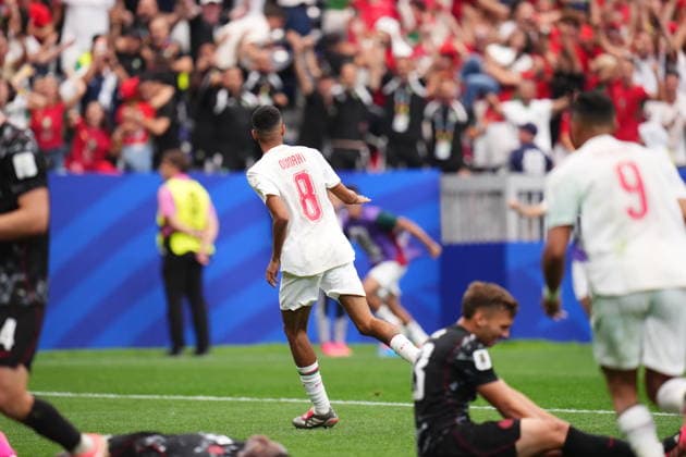 Canada v Morocco - FIFA World Cup, WM, Weltmeisterschaft, Fussball 2026 - Round of 16 HOUSTON, UNITED STATES - JULY 04: Azzedine Ounahi of Morocco celebrates after scoring his team s second goal during the 2026 FIFA World Cup Round of 16 match between Canada and Morocco at Houston Stadium (NRG Stadium) on July 04, 2026 in Houston, Texas. Jose Hernandez Anadolu Texas United States. Editorial use only. Please get in touch for any other usage.  Copyright: x2026xAnadoluxJosexHernandezx