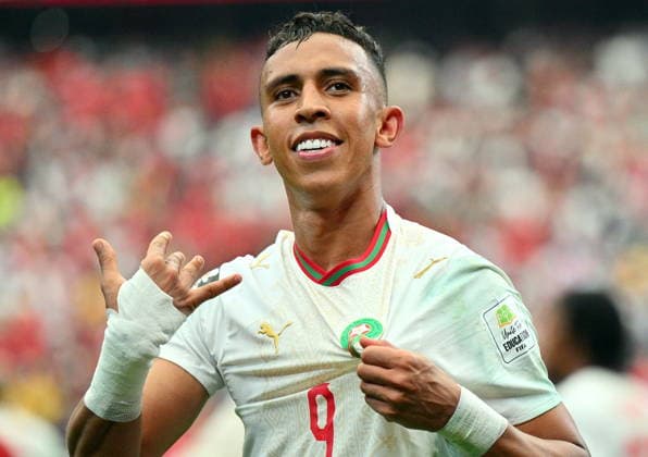 FIFA World Cup, WM, Weltmeisterschaft, Fussball 2026 - Round of 16 - Canada vs Morocco Soufiane Rahimi of Morocco celebrates scoring the 3-0 during the FIFA World Cup 2026 Round of 16 match Canada against Morocco, in Houston, USA, 04 July 2026. HOUSTON United States  Copyright: xSAMxWASSONx