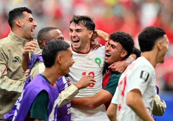 FIFA World Cup, WM, Weltmeisterschaft, Fussball 2026 - Round of 16 - Canada vs Morocco Players of Morocco celebrate after the FIFA World Cup 2026 Round of 16 match Canada against Morocco, in Houston, USA, 04 July 2026. HOUSTON United States  Copyright: xSAMxWASSONx