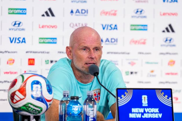 World Cup 2026 East Rutherford, USA 20260704. Norway national team, Nationalteam manager Stale Solbakken at a press conference, PK, Pressekonferenz before the World Cup round of 16 match against Brazil. Photo: Terje Pedersen NTB East Rutherford United States EDITORIAL USE ONLY. RESTRICTED USE FOR BETTING COMPANIES Ref:_SPOHbZNwG5vi2g.jpg *** 2026 World Cup, East Rutherford, USA, July 4, 2026: Norway national team manager Stale Solbakken at a press conference before the World Cup Round of 16 match against Brazil. Photo by Terje Pedersen, NTB, East Rutherford, United States. EDITORIAL USE ONLY. RESTRICTED USE FOR BETTING COMPANIES.  Copyright: xTerjexPedersenx xNTBx