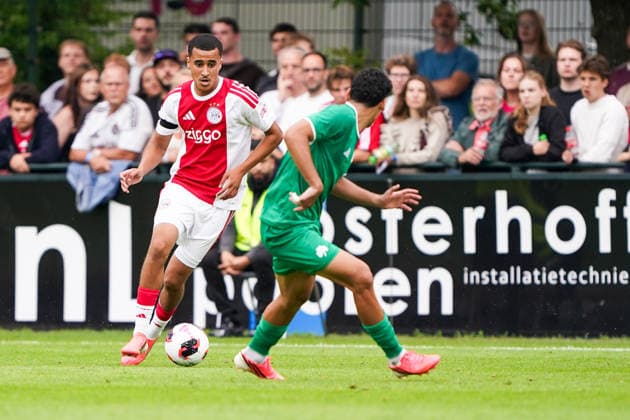 04-07-2026 AFC Ajax v Panathinaikos F.C. - Pre-season friendly ERMELO, NETHERLANDS - JULY 4: Abdellah Ouazane of AFC Ajax during the Pre-season friendly match between AFC Ajax and Panathinaikos F.C. at Sportpark de Zanderij on July 4, 2026 in Ermelo, Netherlands. Ermelo Sportpark de Zanderij Netherlands Content not available for redistribution in The Netherlands directly or indirectly through any third parties. Copyright: xAndrexWeeningx