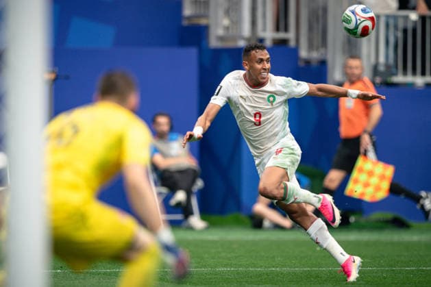 July 4, 2026, Houston, Texas, USA: Morocco forward SOUFIANE RAHIMI (9) during the Round of 16 match between Morocco and Canada at the FIFA World Cup, WM, Weltmeisterschaft, Fussball 2026 at Houston Stadium in Houston, Texas, on Saturday, July 4, 2026. Morocco defeated Canada 3-0. Morocco Defeats Co-Host Canada 3-0 To Reach World Cup Quarterfinals  - ZUMAp213 20260704_znp_p213_010 Copyright: xLynnxPenningtonx