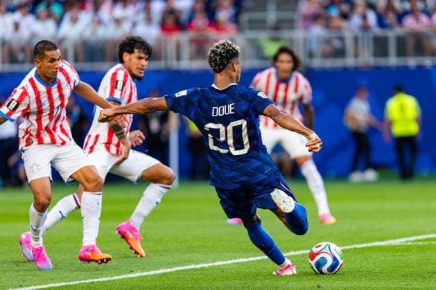 Desire Doue seen during FIFA World Cup, WM, Weltmeisterschaft, Fussball WM, Weltmeisterschaft, Fussball 2026 Round of 16 game between national teams of Paraguay and France (Edmund Wong Ball Raw Images) Philadelphia Philadelphia Stadium USA Copyright: xEdmundxWongx EW_FRAvPAR-082