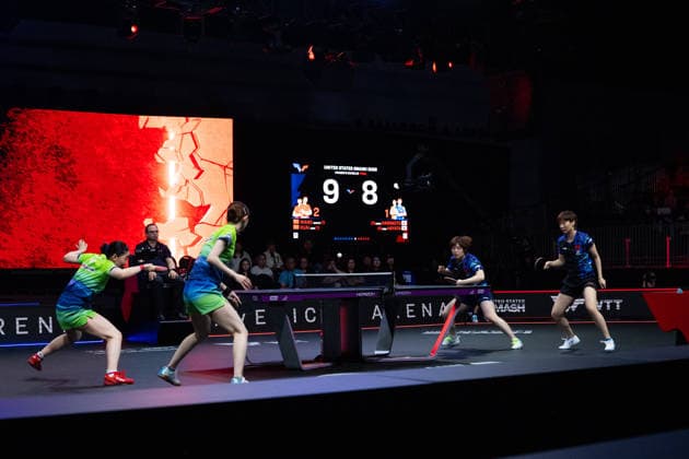 LOS ANGELES, CALIFORNIA - JULY 04: Wang Manyu and Kuai Man of China compete in the Women s Doubles Final match against Hina Hayata and Miwa Harimoto of Japan on day 9 of United States Smash 2026 at Ontario Convention Center on July 4, 2026 in Los Angeles, California.  Copyright: xVCGx 111652303939