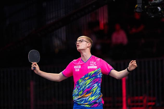LOS ANGELES, CALIFORNIA - JULY 04: Felix Lebrun of France reacts in the Men s Singles Quarterfinal match against Alexis Lebrun of France on day 9 of United States Smash 2026 at Ontario Convention Center on July 4, 2026 in Los Angeles, California.  Copyright: xVCGx 111652317604