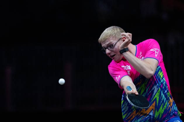 LOS ANGELES, CALIFORNIA - JULY 04: Felix Lebrun of France competes in the Men s Singles Quarterfinal match against Alexis Lebrun of France on day 9 of United States Smash 2026 at Ontario Convention Center on July 4, 2026 in Los Angeles, California.  Copyright: xVCGx 111652317597