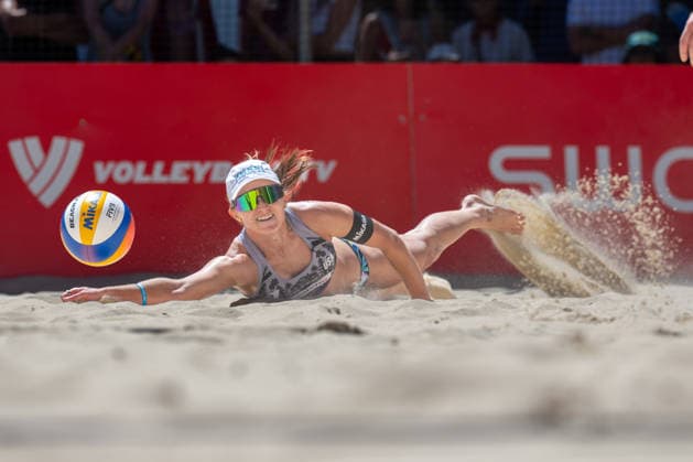 GSTAAD, SWITZERLAND - JULY 4: Kristen Cruz (Player No. 1, USA) during the Beach Pro Tour - Elite 16 at Gstaad on July 4, 2026 in Gstaad, Switzerland. Switzerland Copyright: xPeterxWeberx
