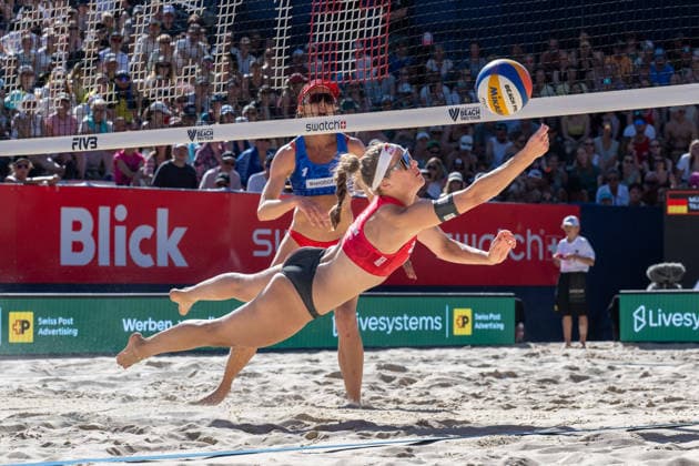 GSTAAD, SWITZERLAND - JULY 4: Cinja Tillmann (Player No. 2, GER) during the Beach Pro Tour - Elite 16 at Gstaad on July 4, 2026 in Gstaad, Switzerland. Switzerland Copyright: xPeterxWeberx