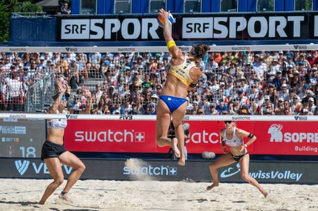GSTAAD, SWITZERLAND - JULY 4: Katja Stam (Player No. 1, NED) during the Beach Pro Tour - Elite 16 at Gstaad on July 4, 2026 in Gstaad, Switzerland. Switzerland Copyright: xPeterxWeberx