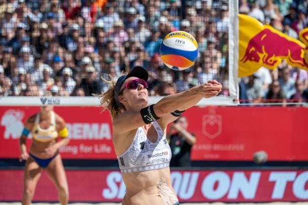 GSTAAD, SWITZERLAND - JULY 4: Nina Brunner (Player No. 1, SUI) during the Beach Pro Tour - Elite 16 at Gstaad on July 4, 2026 in Gstaad, Switzerland. Switzerland Copyright: xPeterxWeberx