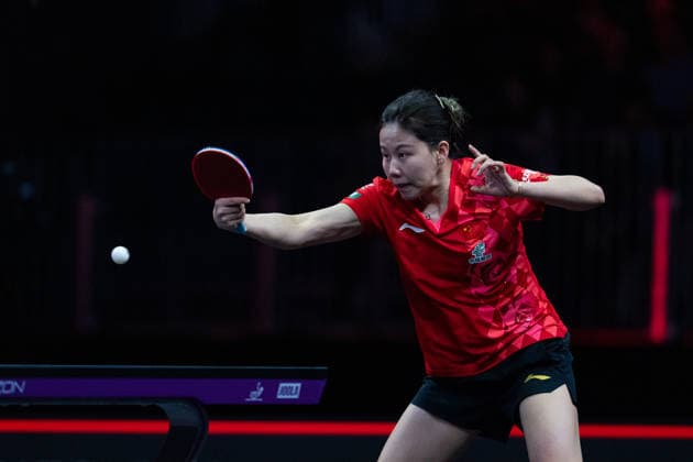 LOS ANGELES, CALIFORNIA - JULY 04: Chen Xingtong of China competes in the Women s Singles Quarterfinal match against Sun Yingsha of China on day 9 of United States Smash 2026 at Ontario Convention Center on July 4, 2026 in Los Angeles, California.  Copyright: xVCGx 111652321721