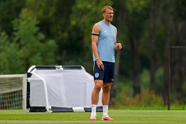 RECORD DATE NOT STATED 4th July 2026; Pumas La Cantera training center, Mexico City, Mexico; FIFA World Cup, WM, Weltmeisterschaft, Fussball Football, England Training Session; Dan Burn of the England looks on HeulerxAndrey DiaEsportivo