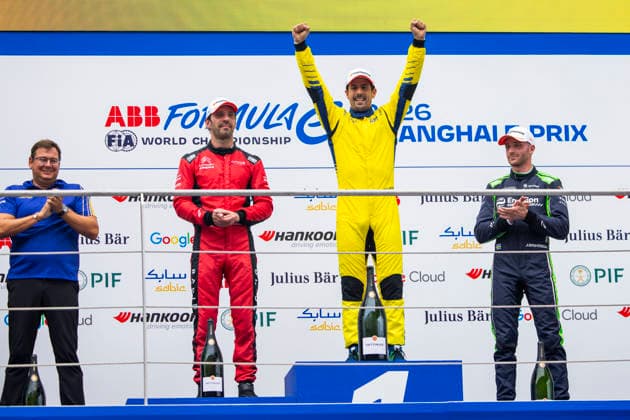 2026 FORMULA E SHANGHAI ePRIX Podium, VERGNE Jean-Eric (fra), CitroÃ«n Racing Formula E Team, CitroÃ«n, DI GRASSI Lucas (bra), Lola Yamaha ABT Formula E Team, Lola T002, ERIKSSON Joel (swe), Envision Racing, Jaguar I-Type 7, portrait during the Shanghai ePrix, 12th and 13th round of the 2025-26 ABB FIA Formula E World Championship, WM, Weltmeisterschaft on the Shanghai International Circuit from July 3 to 5, 2026 in Shanghai, China - ShanghaiChina  Copyright: xJULIENxDELFOSSEx