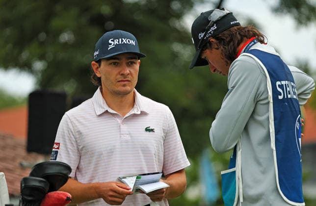 GOLF - BMW International Open 2026 MUNICH,GERMANY,05.JUL.26 - GOLF - DP World Tour, BMW International Open, GC Eichenried. Image shows Maximilian Steinlechner (AUT) and his caddy.  GEPAxpictures xThomasxBachun
