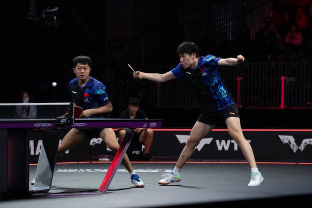 LOS ANGELES, CALIFORNIA - JULY 04: Wen Ruibo and Yuan Licen of China compete in the Men s Doubles Final match against Lin Shidong and Huang Youzheng of China on day 9 of United States Smash 2026 at Ontario Convention Center on July 4, 2026 in Los Angeles, California.  Copyright: xVCGx 111652369491