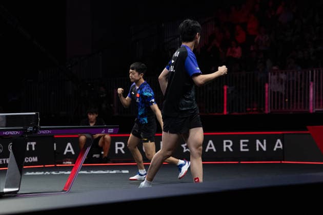LOS ANGELES, CALIFORNIA - JULY 04: Wen Ruibo and Yuan Licen of China react in the Men s Doubles Final match against Lin Shidong and Huang Youzheng of China on day 9 of United States Smash 2026 at Ontario Convention Center on July 4, 2026 in Los Angeles, California.  Copyright: xVCGx 111652369494