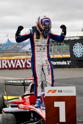 AUTO - FORMULA 3 2026 - SILVERSTONE DE PALO Matteo (ita), Trident, Dallara F3 2025, portrait Celebration podium during the 5th round of the 2026 FIA Formula 3 Championship from July 3 to 5, 2026 on the Silverstone Circuit, in Silverstone, United Kingdom - SilverstoneUnited Kingdom  Copyright: xPauloxMariax