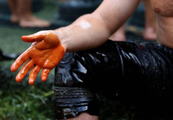 Oil wrestlers protect their feet with henna at Kirkpinar Oil Wrestling Festival in Turkiye s Edirne EDIRNE, TURKIYE - JULY 5: Oil wrestlers apply henna to their hands and feet as part of a centuries-old tradition believed to help prevent foot injuries and strengthen their nails ahead of the 665th Historic Kirkpinar Oil Wrestling Festival at the Sarayici Er Meydani wrestling grounds in Edirne, Turkiye, on July 5, 2026. Özgün Tiran Anadolu Edirne Turkey. Editorial use only. Please get in touch for any other usage.  Copyright: x2026xAnadoluxÖzgünxTiranx