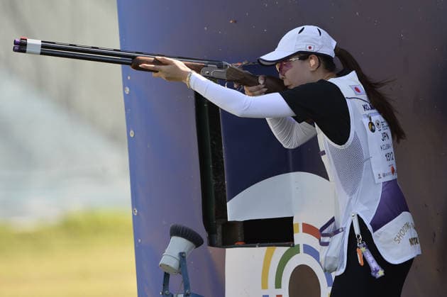 IPA86397980 - Yuka Kojima of Japan competes on the first day of the ISSF World Cup Shotgun event at the Concaverde Shooting Range on July 5, 2025, in Lonato del Garda, Italy.  Copyright: xRichardxMorgano IPAxSportx xx 86397980