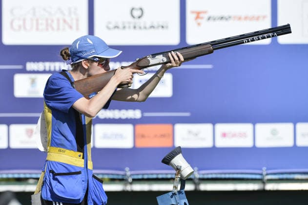 OTHER - Shooting - ISSF World Cup Shotgun Photo by IPA ABACAPRESS.COM86397981 - Oleksandra Bartysheva of Ukraine takes a shot during the first day of the ISSF World Cup Shotgun competition at the Concaverde Shooting Range on July 5, 2025, in Lonato del Garda, Italy. Lonato del Garda Italy  Copyright: xIPAxSport ABACAx