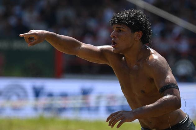 665th Historic Kirkpinar Oil Wrestling Festival in Turkiye s Edirne EDIRNE, TURKIYE - JULY 5: Wrestlers compete in various categories during the 665th Historic Kirkpinar Oil Wrestling Festival at the Sarayici Er Meydani wrestling grounds in Edirne, Turkiye, on July 5, 2026. Gokhan Balci Anadolu Edirne Turkey. Editorial use only. Please get in touch for any other usage.  Copyright: x2026xAnadoluxGokhanxBalcix