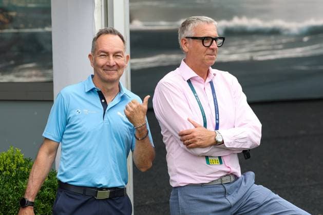 l-r: Moderator. Ralf Exel und Turnierdirektor Marco Kaussler, 37. BMW International Open 2026, Golf, DP World Tour, Herren, Finale, 05.07.2026 Eichenried Bayern Deutschland *** l r Host Ralf Exel and Tournament Director Marco Kaussler, 37th BMW International Open 2026, Golf, DP World Tour, Men s, Final, July 5, 2026, Eichenried, Bavaria, Germany Copyright: xkolbert-press ChristianxKolbertx