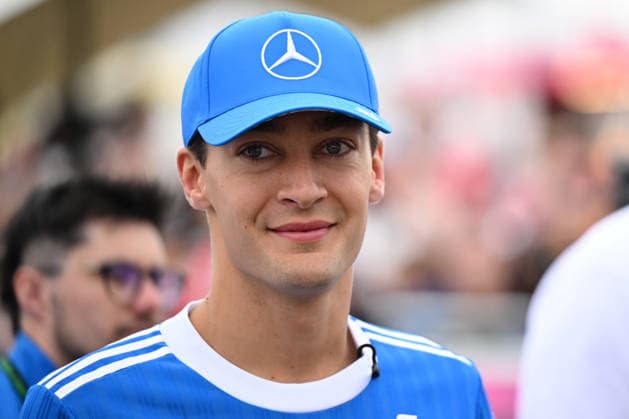 RECORD DATE NOT STATED 5th July 2026; Silverstone Circuit, Northamptonshire, England; FIA Formula 1 2026 British F1 Grand Prix; Race Day; George Russell of Mercedes arrives at Silverstone SimonxWest