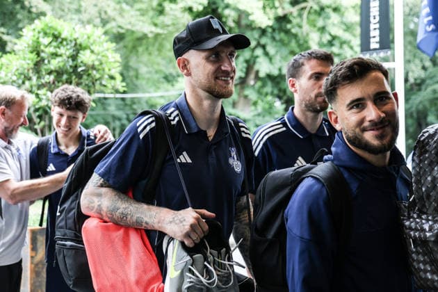 Fussball, 3.Liga Saison 2026 2027 Trainingslager MSV Duisburg 05.07.2026, Wageningsche Berg Alexander Hahn (MSV Duisburg, 42) Can Coskun (MSV Duisburg, 27) Wageningen Wageningse Berg Niederlande *** Sports, Soccer, 3rd Division Season 2026–2027 Training Camp MSV Duisburg July 5, 2026, Wageningsche Berg Alexander Hahn MSV Duisburg, 42 Can Coskun MSV Duisburg, 27 Wageningen Wageningse Berg Netherlands